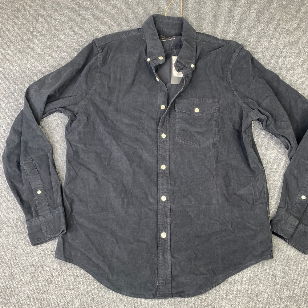 Abercrombie & Fitch Mens XL Navy Corduroy Long Sleeve Button Down Shirt NEW